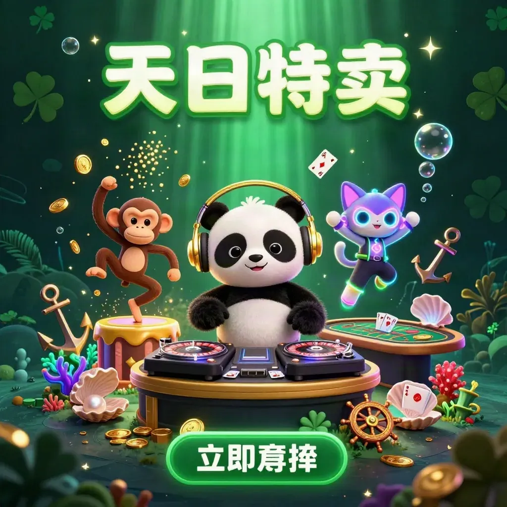 Panda DJ, scimmia e gattino glow-stick in un tesoro sottomarino neon con oro e coralli